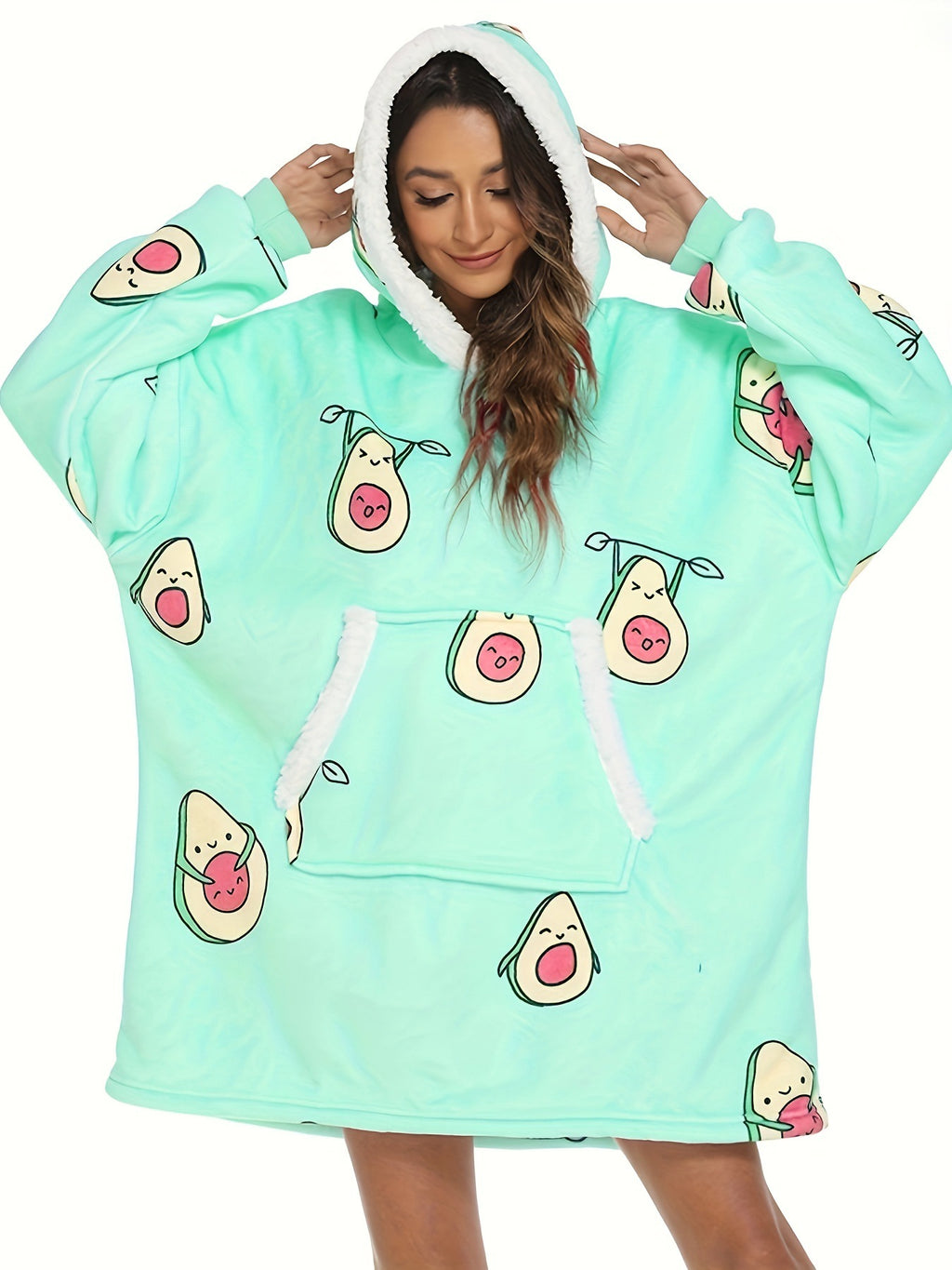 Hoodie-filt, Oversized Sherpa Hoodie, Super Mjuk Varm och Bekväm, One Size passar alla vuxna