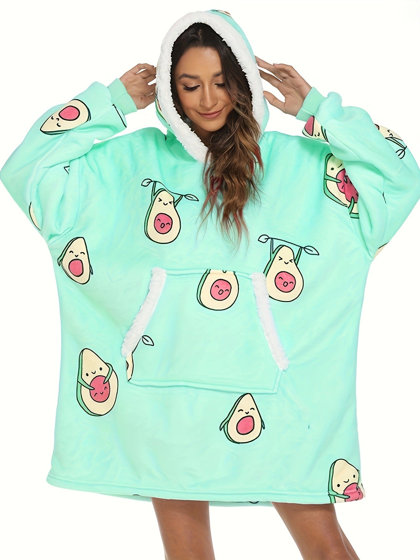 Hoodie-filt, Oversized Sherpa Hoodie, Super Mjuk Varm och Bekväm, One Size passar alla vuxna