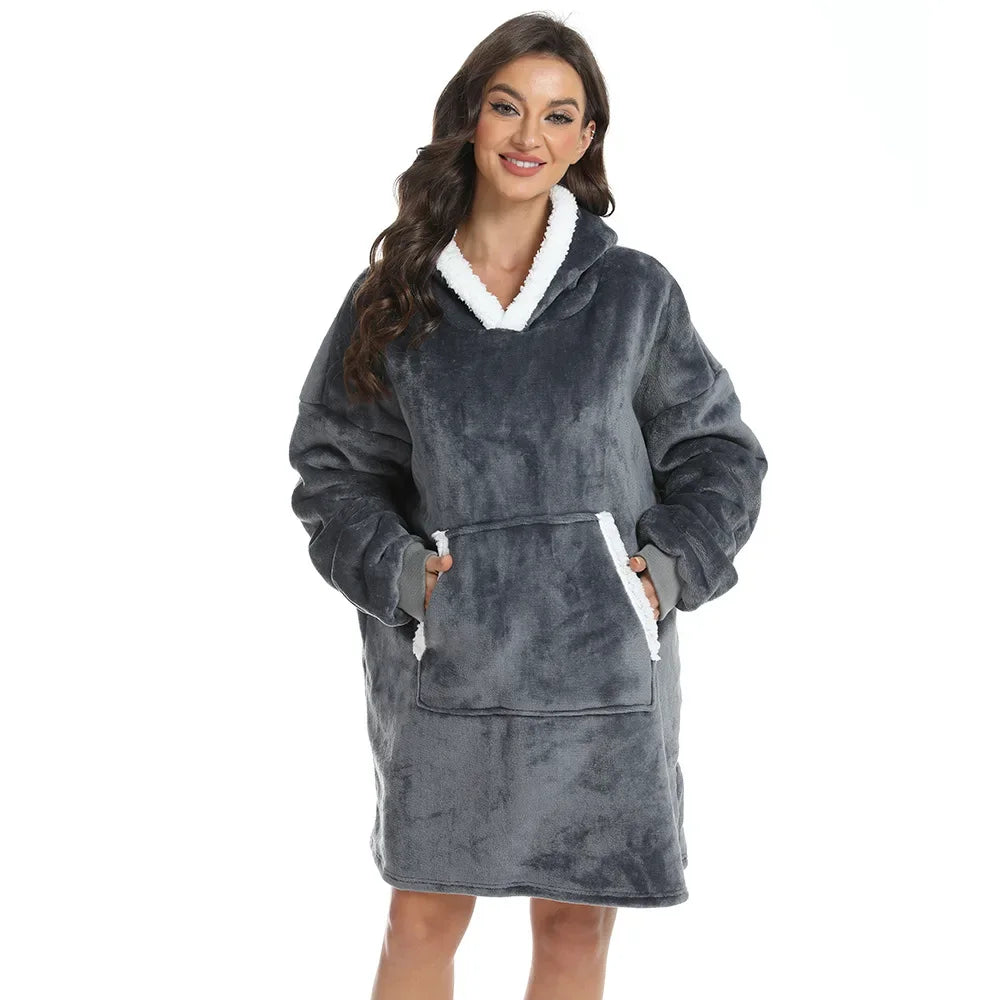 Hoodie-filt, Oversized Sherpa Hoodie, Super Mjuk Varm och Bekväm, One Size passar alla vuxna