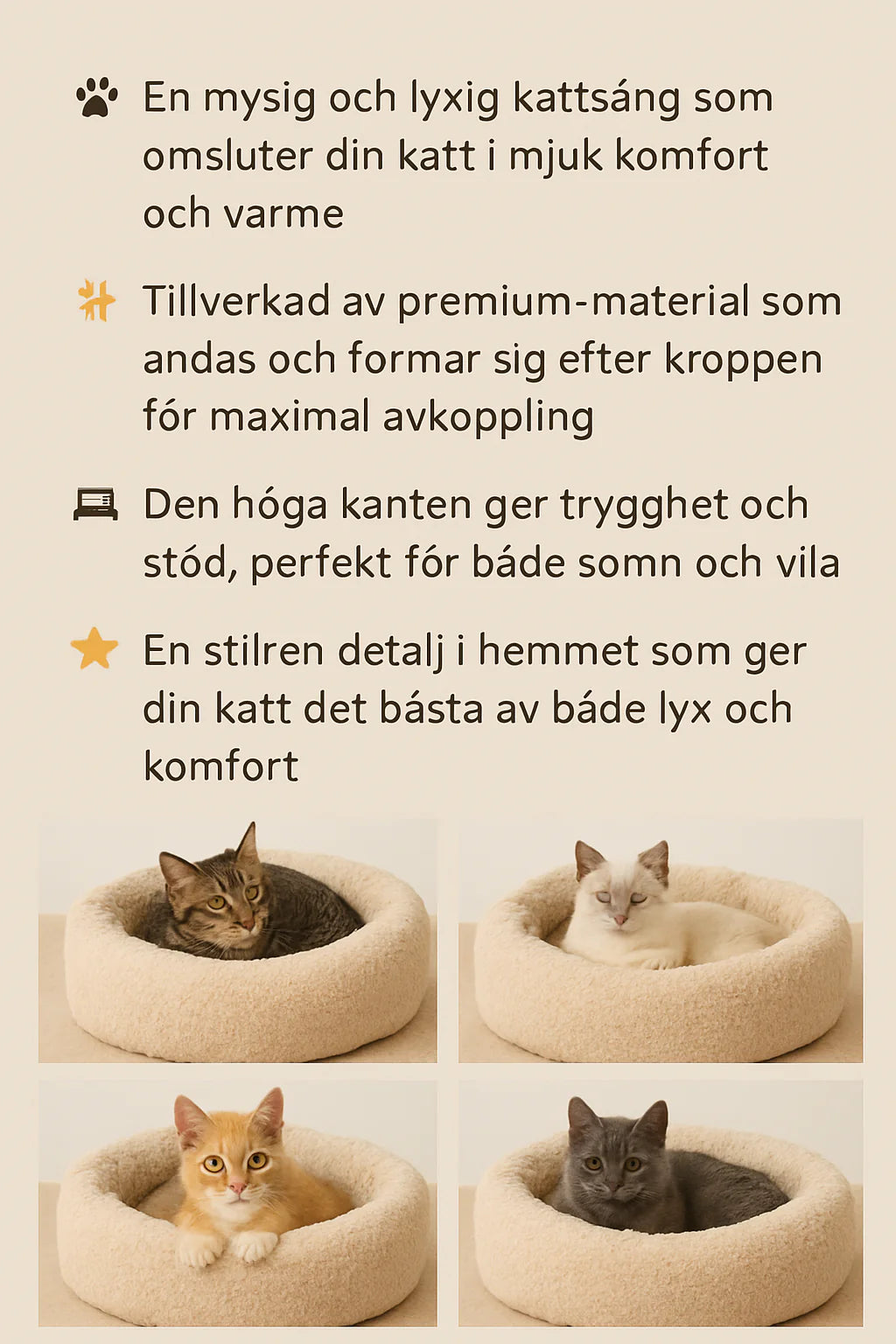 Inomhus Varmt Husdjurshus – Mjukt Tält för Katt och Hund, Grottformad Säng med Djupsömnskomfort och Avtagbar Kudde för Kattungar och Valpar